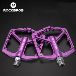 ROCKBROS Bike Pedals Aluminium Alloy Antislip Bicycle Ultralight Sealed Bearing Onepiece MTB Road Mountain Cycling Pedal 240113