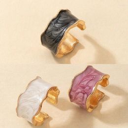 Cluster Rings Fashion Enamel Wide Ring For Women Men Punk Multicolor Adjustable Vintage Metal Index Finger Jewellery Party Gift