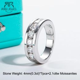 AnuJewel 4mm Wedding Band 925 Sterling Silver Lab Created Diamond Ring Men Women Customised Jewellery 240113