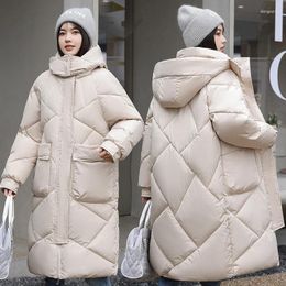 Women's Trench Coats Long Straight Coat Casual Women Parkas Clothes Hooded Stylish Winter Jacket 2024 Female Cotton Padded Outerwear