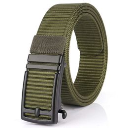 Custom Tactical Thickened Nylon Men's Business Fabric Quick Release Automatic Buckle Canvas Belt Slide Buckle Head