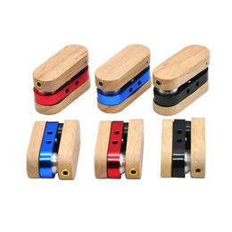 Wooden Folding Smoking Pipes Dry Herb Metal Cigarette Spoon Tube Foldable Wood Tobacco Hand Pipe