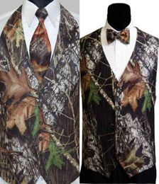 Men Camo Printed Groom Vests Wedding Vests Camouflage Slim Fit Mens Vests 2 Pieces set VestTieBow Custom Made Plus Size1886697