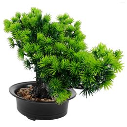 Decorative Flowers Artificial Bonsai Tree Realistic Plant Potted Pine Ornament