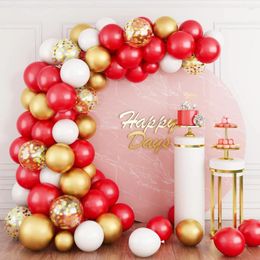 Party Decoration 65Pcs Red White Metallic Gold Confetti Latex Balloon Garland Arch Kit For Birthday Baby Shower