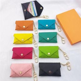 Unisex Key Pouch Leather Holders Solid Colour Purse Designer Fashion Womens Mens Credit Card Holder Coin Purses Mini Wallet Bag Cha216U