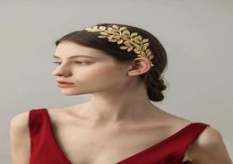 2021 Greek Goddess Hair Vine Tiara Bridal Olive Crown Baroque Headband Gold Leaf Branch Headpiece Fairy Wedding Jewellery Accessorie1322870