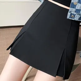 Skirts Fashion Split Mini Skirt Woman Sexy Slim Back Zipper Black Bag Hip Women Korean Style Office All-Match A Line Culottes