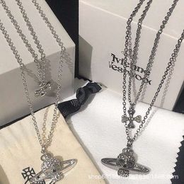 choker vivianeism westwoodism necklace quality Double layered Cross Skull Necklace Saturn Layered Sweater Chain Edition33232