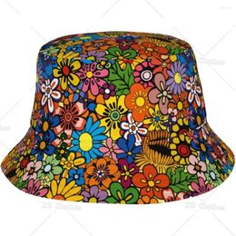 Berets Flower Bucket Hat For Women Men Teens Beach Outdoor Fashion Packable Sun Cap Fishing Caps Fisherman