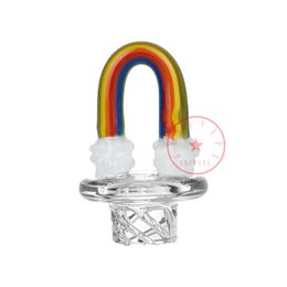 Latest MINI Smoking Rainbows Pyrex Thick Glass Waterpipe Vortex Carb Cap Hat Nails Dry Herb Tobacco Oil Rigs Filter Quartz Bowl Bubbler Bongs Tips Dabber Holder DHL