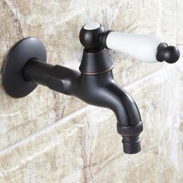 Bathroom Sink Faucets Vidric Bibcocks Black Brass Wall Mount Washing Machine Taps Corner Mop Pool Small Tap Outdoor Garden Cold Water Faucet