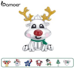 Cute Reindeer Metal Beads for Women 925 Sterling Plated Silver Charm Jewellery for Bracelet Bangle Christmas Gifts BSC375 2105129953382