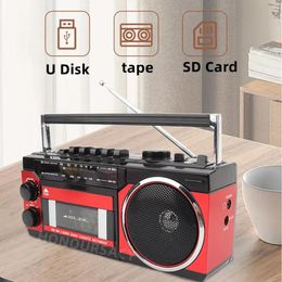 Radio Portable FM Radio Speaker Retro Tape Recorder Wireless Bluetooth 5.0 Music Player Outdoor Multiband Radio AM/FM/USB MP3 Boombox