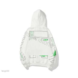 Hoodie High Men's Women's Designers Back Printed Clothing Sleeve Pullover White Black Couple Offs Sweater