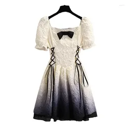 Party Dresses Women Summer Vintage Dress Short Sleeve Chic And Elegant Jacquard Mini Female Robe Ladies Vestido Clothing