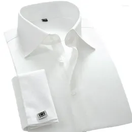 Men's Dress Shirts Recommend Quality France Cufflink Men Turndown Collar Breathable Slim Fit Party Wedding Male Tuxedo