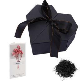 3in1 Heart Shaped Gifts Box Set 20g Raffia Greeting Card Valentines Day Presents Anniversary Packaging 240113