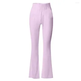 Women's Pants Elastic Waist Trousers High Yoga With Flared Hem Soft Warm Fabric For Fall Winter Sports Activities