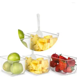 Storage Bottles Plastic Food Box Outdoor Picnic Container With Ice Clip Spoon 4 Removable Compartments For Freshness