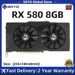SOYO RX580 8GB Graphics Card 8Pin GDDR5 256Bit PCI Express 30x16 GPU Radeon Gaming Video For Desktop Computer 240113