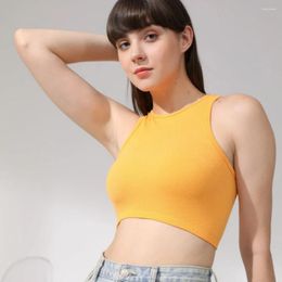 Women's Tanks Elastic Rib-Knit Sleeveless Crop Top Solid Basic T-shirts Seamless Streetwear Casual Tank Tops