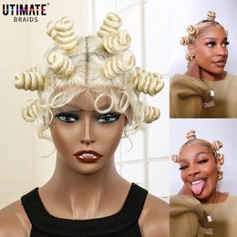 Synthetic Bantu Knotless Box Braided s 613 Color Full Lace Braiding for Women Afro Style Frontal Buns Braids 240113