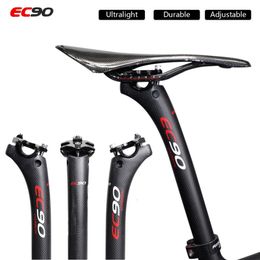 EC90 Carbon Fibre Seatpost MTB Bicycle Ultralight Seat Post 272308316350400mm Mountain Road Bikes Cycling Seatposts Clamp 240113