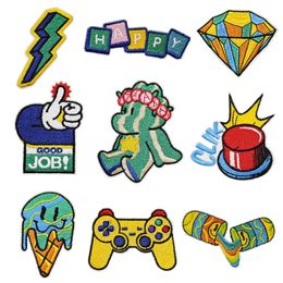 DIY Cartoon Iron on Patches Embroidery Mixed Patterns Sew on Patch Appliques for Clothes Backpacks T-Shirt Jeans Vests