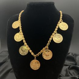 Pendant Necklaces MANDI Factory Price Three Size Coins Necklace For Women Turkish Arab Gold Plated 60cm Handmade Chains