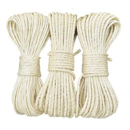 White Sisal Rope for Cat Tree Cat Scratcher Rope for Cat Scratching Post Claw Sharpener Protect Furniture Cats Toy Rope 4mm-10mm 240113