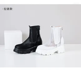 Sandals Factory 7820 Frauen Damen Spring Geunine Leder Net Chunky Heels cool