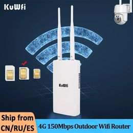 Kuwfi Outdoor 4G Wifi Router 150Ms Wireless High Speed Dual External Antenna with SIM Card Slot for IP Camera 240113