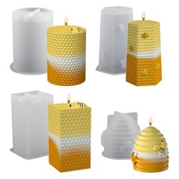 4 Styles Silicone Honeycomb Candle Mould Bee Scented Candle Resin Mould 122213