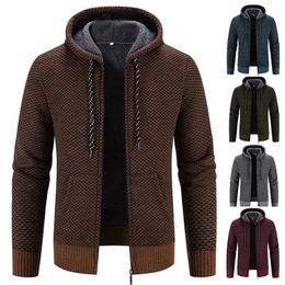 Male Knitted Casual Jackets with Hood Mens Sweater Coat Y2K Hoodies Korean Streetwear Baseball Jumpers Jersey Top Clothing 240113