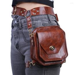 Waist Bags Vintage Steampunk Moto Bag PU Repellent Rock Gothic Biker Shoulderbag Packs Victorian Women Drop Leg Pouch