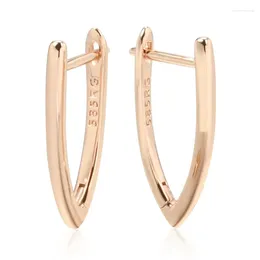 Dangle Earrings Wbmqda 585 Rose Gold Color Glossy V Shape Drop For Women Simple Fashion Daily Matching Fine Jewelry Accessories