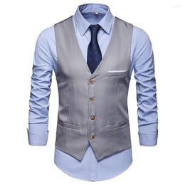 Men's Vests 2024 Fashion Vest Party Sleeveless Solid Tops Autumn Waistcoat Formal Mens Office Outwear Business Warm