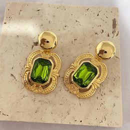 Fashion Luxury Retro Olive Green Crystal Earrings Women's Ear studs necklace Design jewelry E50766