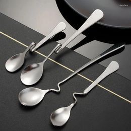 Coffee Scoops Bend Stirring Spoon Cartoon Style Milk Tea Curved Handle Restaurant Stainless Steel Stir Soup