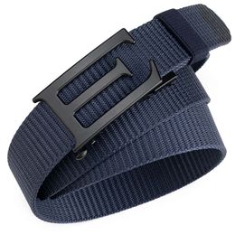 Flying Art New Automatic buckle toothless adjustable women men 3.4cm nylon designer slim black tactical waist belts