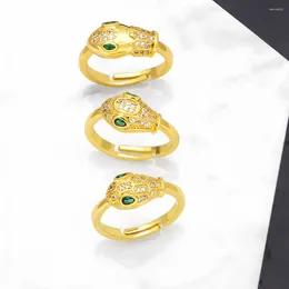 Cluster Rings OCESRIO Fashion Green Crystal Eye Snake For Women Copper Gold Plated CZ Open Ring Adjustable Jewelry Gift Rigs11