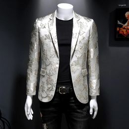 Men's Suits Luxury Vintage Jacket In Male Jacquard Fine Singfloral For Club Wedding Party Costume