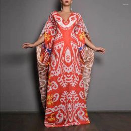 Ethnic Clothing Abaya For Women Moroccan Dubai Turkey Middle East Women's Oversized Muslim Robe Holiday Printed Loose Fitting Dress