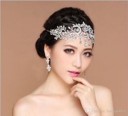 Real Image Bling Silver Headpieces Women Wedding Accessories Bridal Tiaras Hairgrips Crystal Rhinestone Jewelrys Forehead Hair Cro3688689