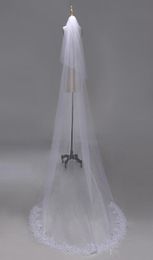 3M two Layer Lace Edge with sequins White Ivory Cathedral Wedding Veil Long Bridal Veils Cheap Wedding Accessories Veu de Noiva CP5492572