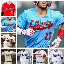 Custom Liberty Flames Baseball jersey all stitched Mens Women jerseys 18 Camden Troyer 19 Joseph Waters 20 Graham Edwards 22 Nathan Keeter 23 Garrett Horn Cooper