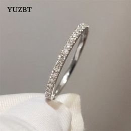 YUZBT 9K 10K White Gold Brilliant Cut 03 s Diamond Tester Past D Color Engagement Ring Korean Style Jewelry 240113