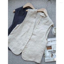 Women's Vests Sleeveless Vest For Women Tops Cotton Single Breasted Korean Fashion Solid Casual Loose Tanks V-neck Cardigans Clothing