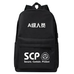 Bags Unisex Anime Cartoon Print SCP Foundation Cyuunibyou Secure SCP096 School Student Backpacks